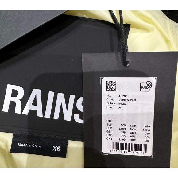 #205 NWT- RAINS Loop W Vest Straw Puffer Vest Sz: XS RET$250 GET THE SET!! - Picture 9 of 10